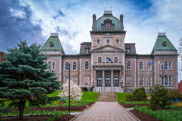 Fototapeta premium Sherbrooke City Hall on Palais Street, downtown in southern Quebec, Canada