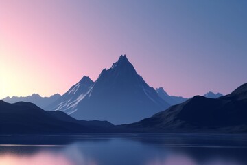 A minimalist landscape with a scenic mountain range or peak, Generative AI