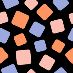 Seamless pattern with colorful squares and black background