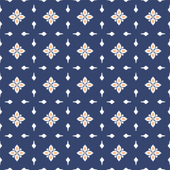 Vector. Seamless mediterranean geometric pattern in patchwork style. Talavera template. Portuguese Azulejo. Turkish decoration. Moroccan mosaic. Spanish porcelain. Ceramic dishes, folk ornament.