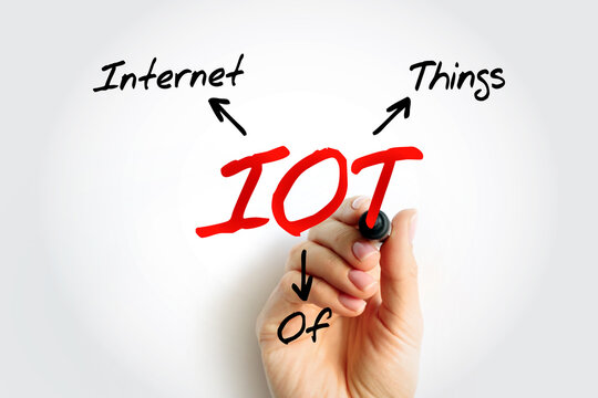 IOT Internet Of Things - physical objects that are embedded with sensors, software, and other technologies that connect and exchange data with other devices over the Internet, acronym text concept
