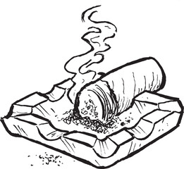 cigar burning in ash tray