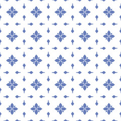 Vector. Seamless mediterranean geometric pattern in patchwork style. Talavera template. Portuguese Azulejo. Turkish decoration. Moroccan mosaic. Spanish porcelain. Ceramic dishes, folk ornament.