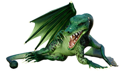 3D Rendering Fairy Tale Dragon on White