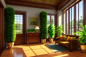 simple interior room during summer with pants