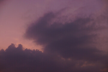 dark cloud and purple sky in the evening.