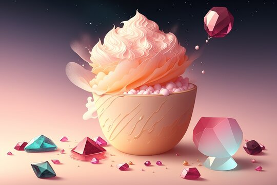 a magical ice cream that can only be eaten with a specific gemstone by ai generated