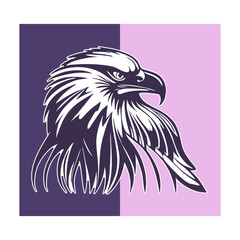 Vector simple graphic portrait of a fearsome falcon or eagle. Bird sticker or icon.