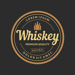 Vintage premium whiskey logotype label with hand lettering. for drinks , rum, pub, company.