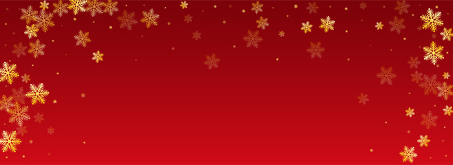 Obraz na płótnie Canvas Silver Snowfall Vector Panoramic Red Background.