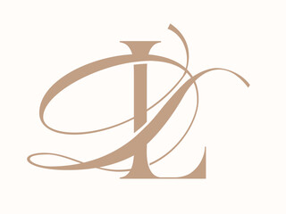 LD monogram logo signature icon. Alphabet initials serif letter l, handwriting letter d. Lettering sign. Modern deco design, fashion, beauty spa, wedding style characters elegant calligraphy. - obrazy, fototapety, plakaty