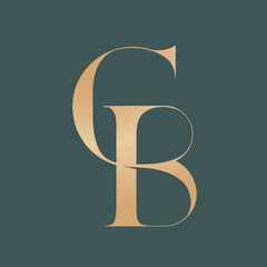 CB monogram logo signature icon. Elegant intertwined alphabet initials. Serif letter c, letter b. Luxury lettering sign. Modern deco design, fashion, beauty spa, wedding style characters typography. © elaT