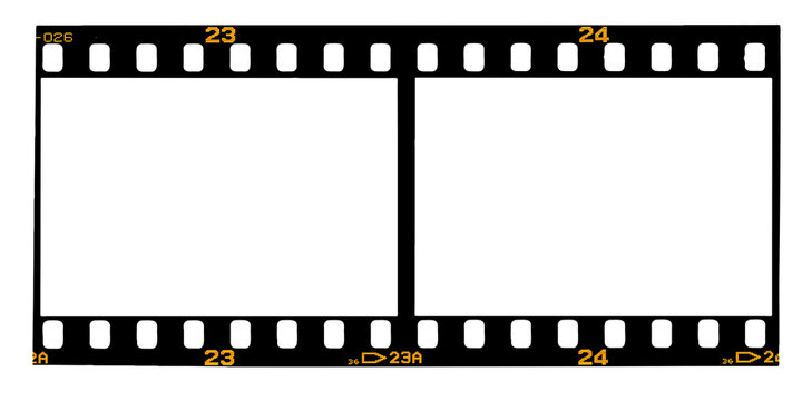 Two pictures film strip  with blank space, png isolated background