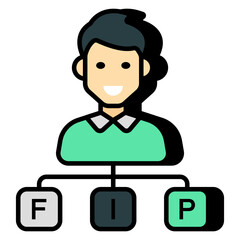 A flat design icon of personal network 