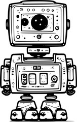 robot, toy, retro, cartoon, vintage, machine, vector, technology, isolated, old, robotic, fun, android, cute, illustration, white, science, metal, computer, tin, icon, funny, cyborg, future, fiction