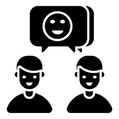 A solid design icon of customer response