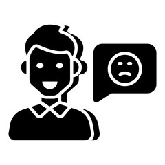 A solid design icon of customer response