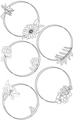Kreise Elemente mit Pflanzen und Blüten fürs Journal