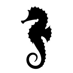 seahorse silhouette vector icon flat illustration logo clipart - obrazy, fototapety, plakaty