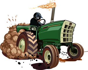 Vector Cartoon Race Tractor - 598904516