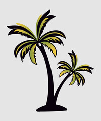 Fototapeta na wymiar A drawing of palm trees with the word palm on it.