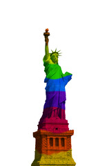 LGBT colors Statue of liberty in New York isolated on transparent background, png isolated...