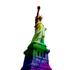 LGBT colors Statue of liberty in New York isolated on transparent background, png isolated...