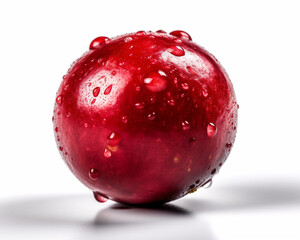 Macro shot of a fresh delicious ideal cranberry isolated on a white background, generative AI