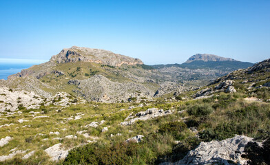 Fototapeta na wymiar Blick auf die Serra de Tramuntana, Straße nach Sa Calobra, Mallorca Spanien