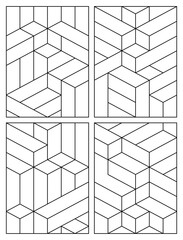 Geometric 3D cubes coloring pages for kids