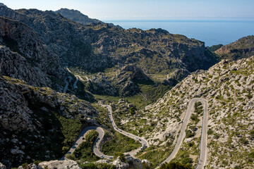 Fototapeta premium Serpentinenstraße nach Sa Calobra, Mallorca Spanien