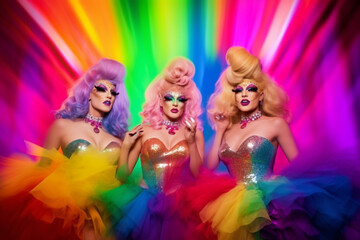 Obraz na płótnie Canvas Generative AI of colorful and beautiful drag queen. LGTBQ concept. 