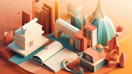 Online Education: Abstract analogy exhibit with purposeful visual structuring. Generative Ai