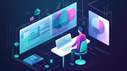 Online Education: Figurative analogy drawing with uncluttered visual setup. Generative Ai