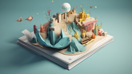 Naklejka premium Online Education: Conceptual analogy design with lucid visual sequence. Generative Ai