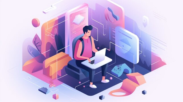 Online Education: Figurative analogy drawing with uncluttered visual setup. Generative Ai