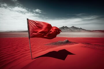 lone red flag in the middle of the desert Generative AI Generative AI
