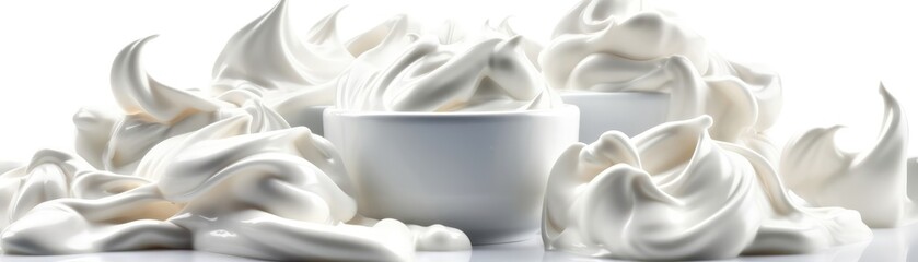 Pile Of Yogurt On A White Background. Generative AI