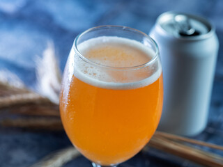 Craft beer glass, beer can