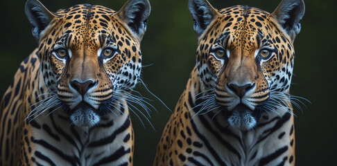 portrait of a jaguar, jaguar side view, golden hour 