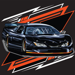 black drag race illustration isolated in black background for poster, t-shirt, graphic design, business element, and card © wendy