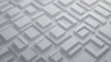 3D offset white cube block pattern as background wallpaper. Beautiful background wallpaper. Futuristic 3D Design. Generative AI.