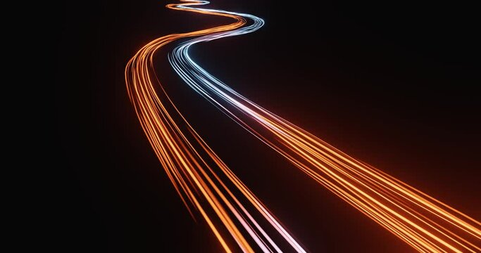 Beautiful Light trails animation in night scene