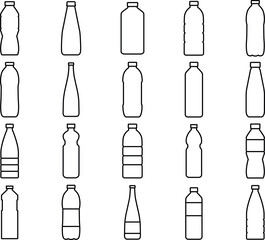 Water bottle line set icons, logo vector