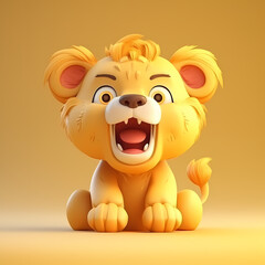 Naklejka premium Lion Cute 3D. Generative AI