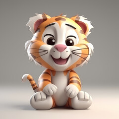 Tiger Cute 3D. Generative AI
