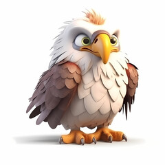 3d Cute Adorable Eagle Cartoon. Generative AI
