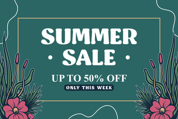 Background template of summer sale design with vintage style