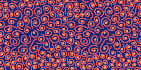 Abstract pattern of curly lines ornament. Hand drawn vector illustration. Trendy organic seamless pattern