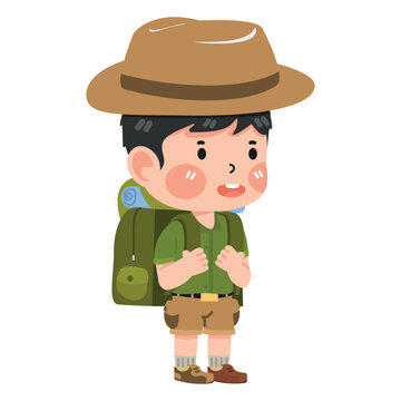 recommend clip art: Boy hiker With Backpack cartoon